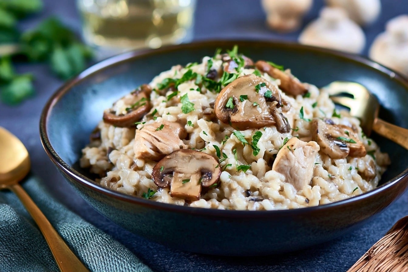 Risotto poulet champignon : mes secrets pour une texture parfaitement crémeuse — photo 1